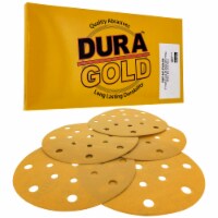 220 Grit - 6  Gold Sanding Discs - 17-Hole Pattern Hook and Loop for DA Sander - Box of 50
