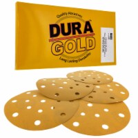 320 Grit - 6  Gold Sanding Discs - 17-Hole Pattern Hook and Loop for DA Sander - Box of 50