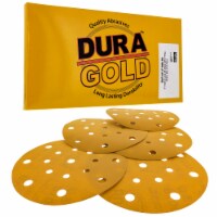 1000 Grit - 6  Gold Sanding Discs - 17-Hole Pattern Hook and Loop for DA Sander - Box of 50