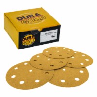 120 Grit - 5  Gold DA Sanding Discs - 9-Hole Pattern Hook and Loop - Box of 50