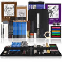 54-Piece Drawing & Sketching Art Set with 4 Sketch Pads - Graphite, Charcoal Pencils & Sticks