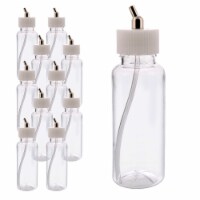 3.4oz Plastic Jar Bottles with 60 Degrees Down Angle Lids, Dual-Action Siphon - 10 Pack