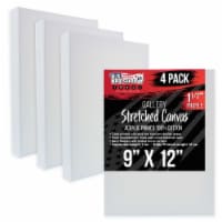 9  x 12  Gallery Depth 1-1/2  Profile Stretched Canvas 4-Pack - Gesso Triple Primed Cotton