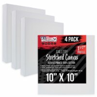10  x 10  Gallery Depth 1-1/2  Profile Stretched Canvas 4-Pack - Gesso Triple Primed Cotton