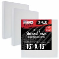 16  x 16  Gallery Depth 1-1/2  Profile Stretched Canvas 3-Pack - Gesso Triple Primed Cotton