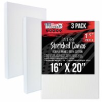 16  x 20  Gallery Depth 1-1/2  Profile Stretched Canvas 3-Pack - Gesso Triple Primed Cotton