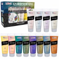 12 Color Iridescent Acrylic Paint, 75ml Tubes - Luminescent Color-Shifting Pearl Colors