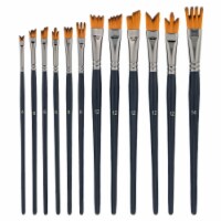12 Piece Special Effects Artist Paint Brush Set - Taklon Synthetic FX, Muti-Liner, Angular