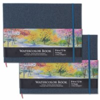 9  x 12  Linen-Bound Watercolor Paper Book, 76 Sheets, 110 lb - Cold-Pressed - 2 Pack