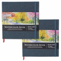 8.5  x 8.5  Linen-Bound Watercolor Sketchbook, 76 Sheets, 110 lb - Cold-Pressed - 2 Pack