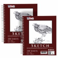 8  x 10  Side Spiral Bound Sketch Paper Drawing Pad, 100 Sheets, 60lb - 2 Pads
