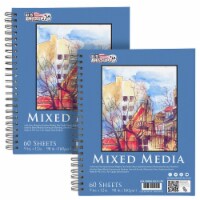 9  x 12  Spiral-Bound Mixed Media Paper Pad Sketchbook, 60 Sheets, 98 lb (160 gsm) - 2 Pack
