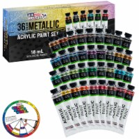36 Color Set of Metallic Acrylic Paint, Large 18ml Tubes - Rich Vivid Pearl Colors