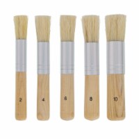 5 Piece Wood Handle Stencil Brush Set - Natural Bristle Template Paint Brushes
