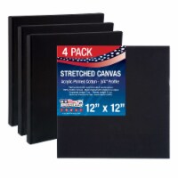 12  x 12  Black Acid Free Stretched Canvas 4-Pack - 3/4 Profile 12 Ounce Primed Gesso