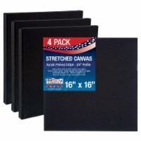 16  x 16  Black Acid Free Stretched Canvas 4-Pack - 3/4 Profile 12 Ounce Primed Gesso