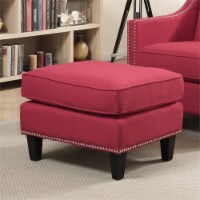 Picket House Furnishings Emery Ottoman in Berry Red