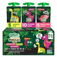 GoGo squeeZ® fruit & veggieZ Snack, Dino Variety Pack, Prehistoric Peach, Jurassic Pear, Roar Berry Perspective: Main