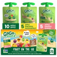 GoGo squeeZ Applesauce and Fruit Puree Tropical Variety Pack Snack Pouches Perspective: Main