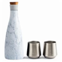 Core Home 243608 50 oz White Marble Carafe with 2 Double Wall Vacuum Insulated Cups