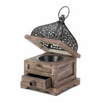 Aewholesale 10018059 8 in. Flip-Top Wood Lantern with Drawer