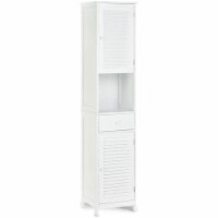 Zingz & Thingz Nantucket Wooden Bathroom Linen Cabinet in White