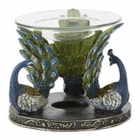 Zingz & Thingz Multicolored Peacock Plume Triad Glass Candle Oil Warmer