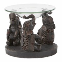 Zingz & Thingz Ornate Elephant Triad Glass Candle Oil Warmer in Brown