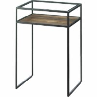 Zingz & Thingz Industrial Style Glass Top End Table in Brown and Black