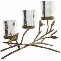 Zingz & Thingz Triple Tealight Branches Glass Candleholder in Brown
