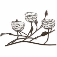 Zingz & Thingz Triple Tealight Birdies Glass Candleholder in Brown