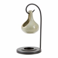 Zingz & Thingz Earth Tone Porcelain Tear Drop Metal Candle Oil Warmer in Black