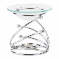Zingz & Thingz Modern Swirl Metal and Glass Candle Oil Warmer in Silver