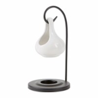 Zingz & Thingz Porcelain Tear Drop Metal Candle Oil Warmer in White