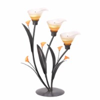 Zingz & Thingz Multicolored Amber Lilies Glass Tealight Holder