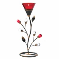 Zingz & Thingz Ruby Blossom Glass Tealight Holder in Red and Copper