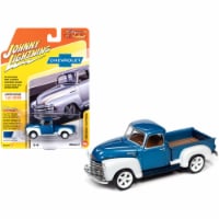 Johnny Lightning JLCG022-JLSP106B 1950 Chevrolet 3100 Pickup Truck Custom Blue Metallic & Whi