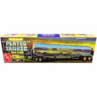 Skill 3 Model Kit Fruehauf Plated Tanker Semi-Trailer \Sunoco\ 1/25 Scale Model by AMT