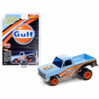Johnny Lightning JLCP7370 3 in. 1-64 Scale 1980 Chevrolet Silverado Pickup Truck Gulf Oil Zin