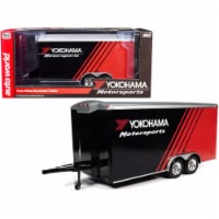 Four Wheel Enclosed Car Trailer  Yokohama Motorsports  Black and Red for 1/18