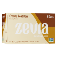 Zevia® Creamy Root Beer Zero Sugar Soda Cans Perspective: Main