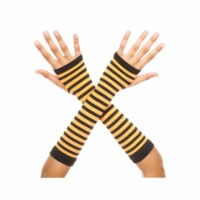 Music Legs 422-BLACK-ORANGE Opaque Stripes Arm Warmer&#44; Black & Orange