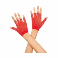 Music Legs  Fishnet Wrist Length Fingerless Gloves&#44; Red