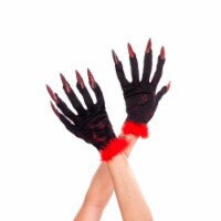 Music Legs 455-Black-Red Devil Gloves with Nails&#44; Black & Red