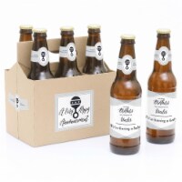 Big Dot of Happiness Brothers to Uncles Pregnancy Announcement 6 Beer Bottle Labels & Carrier