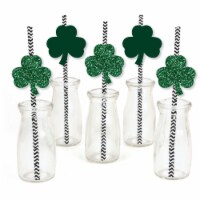 Big Dot of Happiness St. Patrick's Day Paper Straw Décor - Saint Patty's Striped Straws 24 Ct