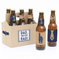 Big Dot of Happiness My Dad is Rad Father's Day Decor for Men 6 Beer Bottle Labels & Carrier