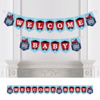 Big Dot of Happiness Railroad Party Crossing - Bunting Banner - Party Decor - Welcome Baby