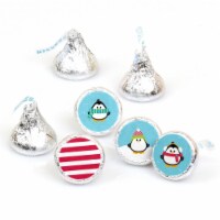 Big Dot of Happiness Holly Jolly Penguin Christmas Round Candy Sticker Favors 1 sheet of 108