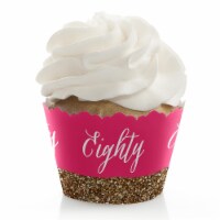 Big Dot of Happiness Chic 80th Birthday Pink Gold Birthday Party Decor Cupcake Wrappers 12 Ct